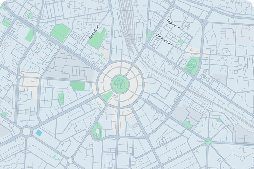 Connectivity map showing nearby places around North Zone