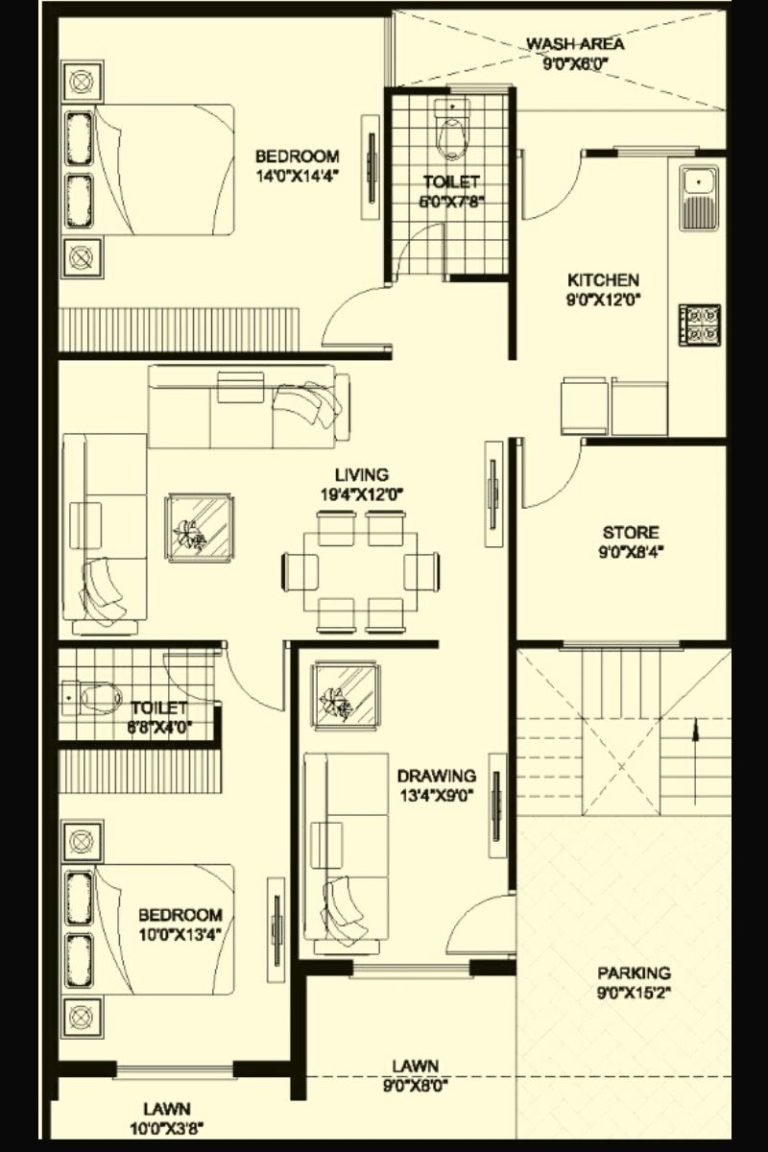 East-Facing House Vastu Plan - Square yards