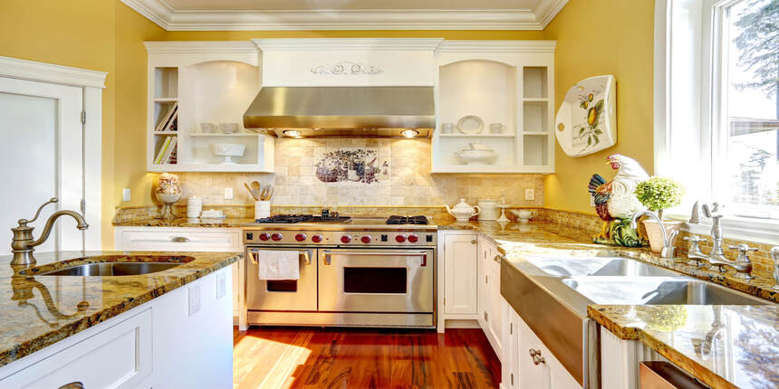 Energetic Yellow Island Modern Kitchen