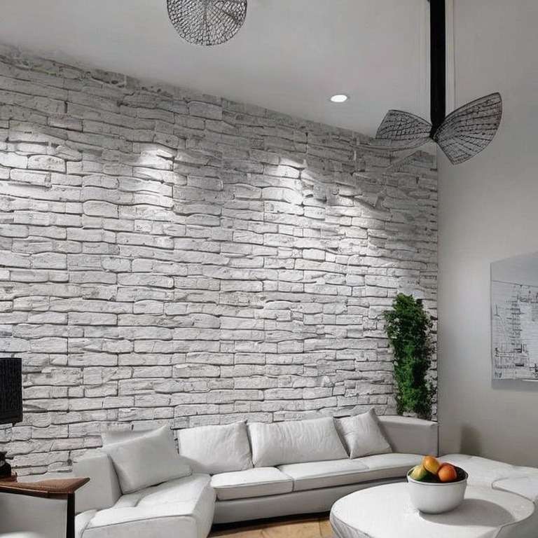 Brick Wall Design Enhanced by White Wall Paint