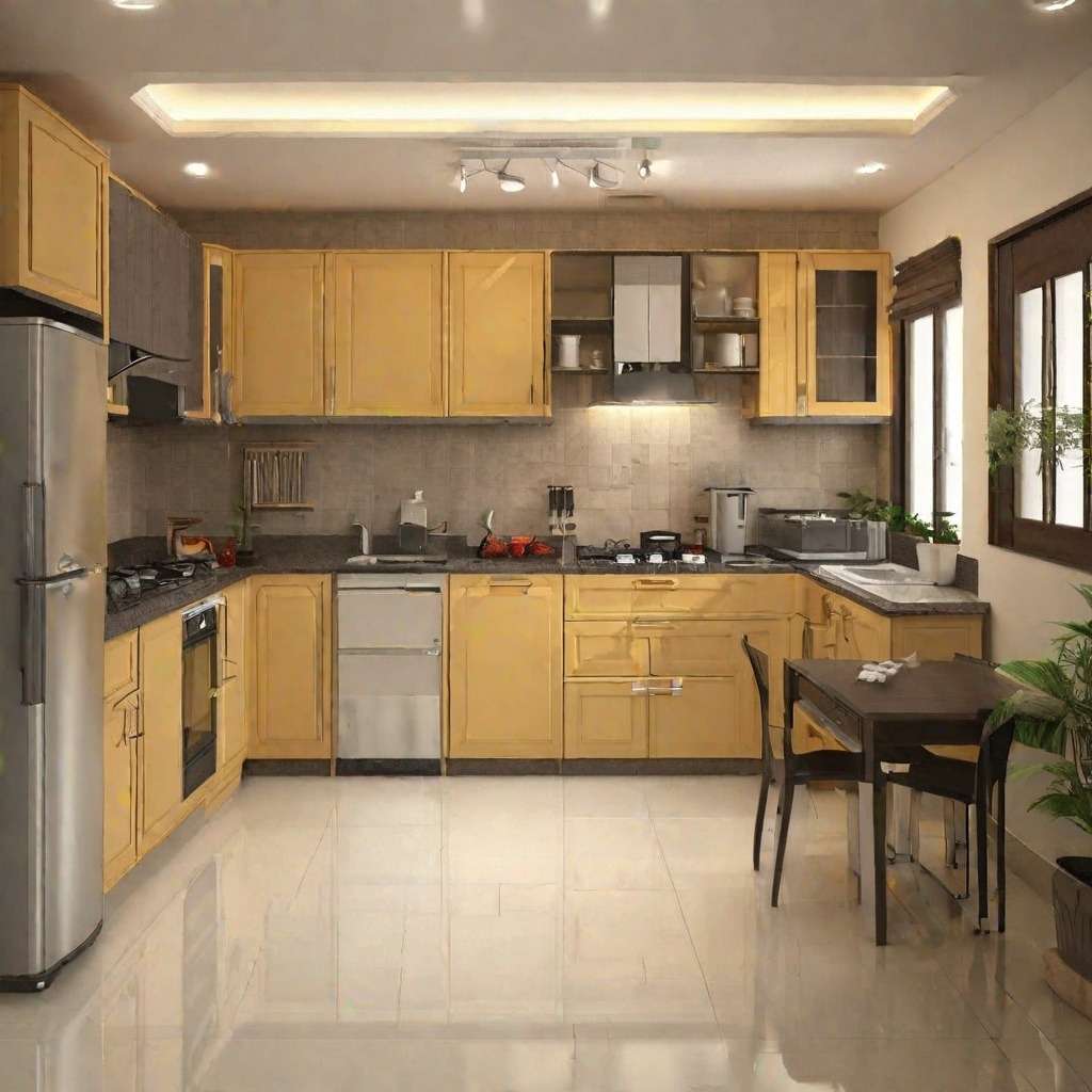 Open Kitchen Layout in a 2 BHK House Plan