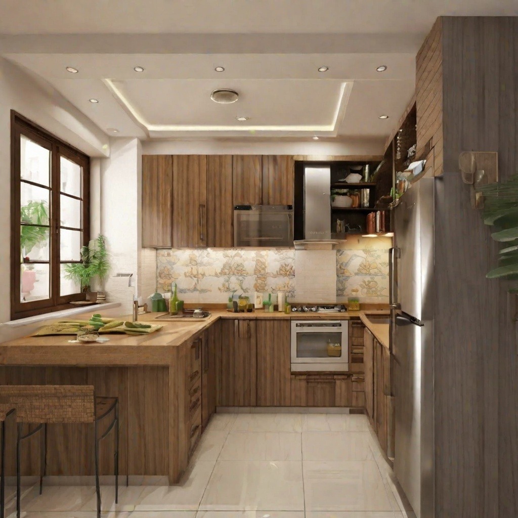 Open Kitchen Layout in a 1BHK House Plan