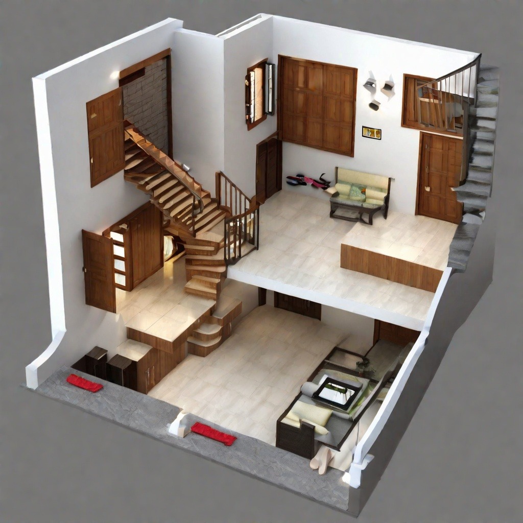 Staircase Design for a 1 BHK House Plan