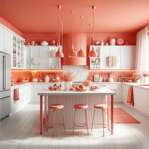 Coral and White Colour Combination
