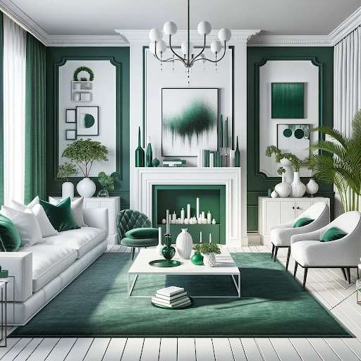 Emerald Green and White Colour Combination