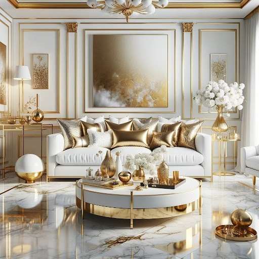 Metallic Gold and White Colour Combination