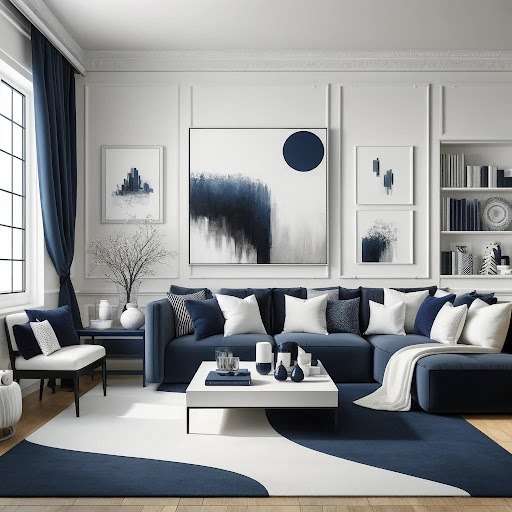 Navy Blue and White Colour Combination