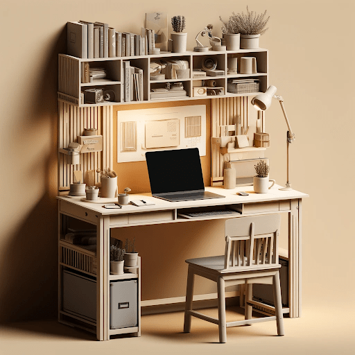Writing Table Featuring Storage Shelves