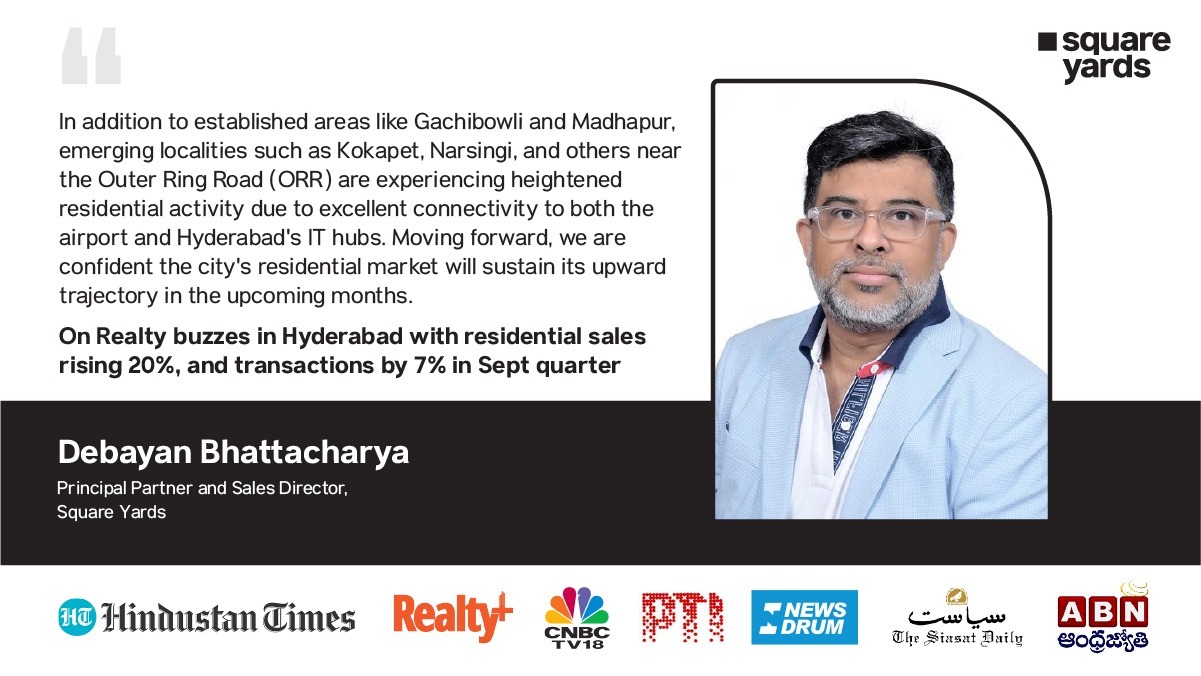 Hyderabad’s Real Estate Soars: 7% Growth in Transactions, Sales Value Up by 20% in Q3 2024