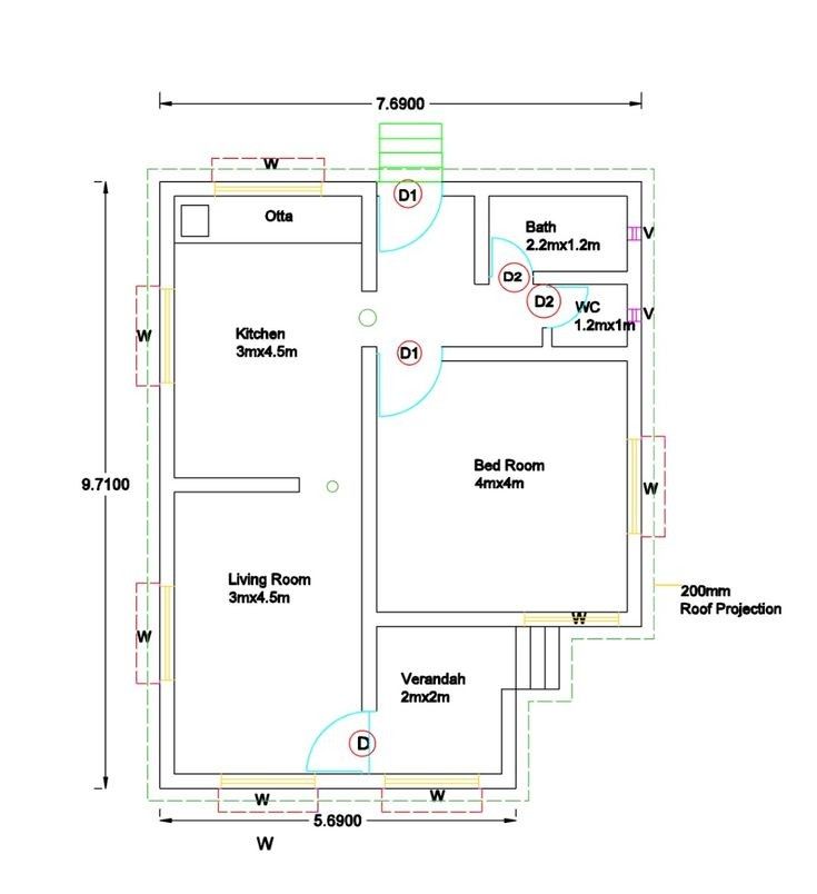 House Plans for 1 BHK